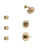 Load image into Gallery viewer, Champagne Bronze Finish Shower System with Control Handle, 3-Setting Diverter, Showerhead-9