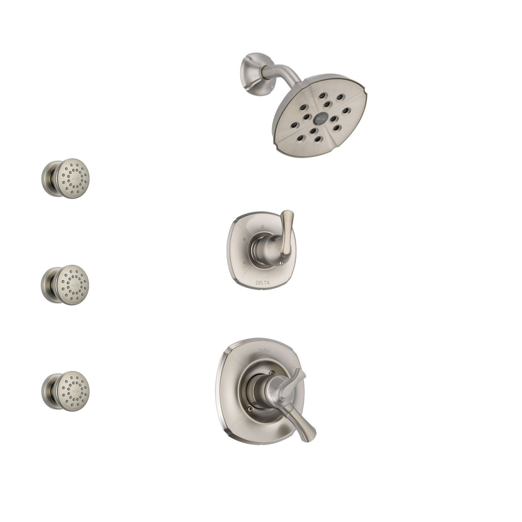 Stainless Steel Finish Shower System with Dual Control Handle, 3-Setting Diverter, Showerhead