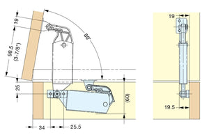 S/S Back Panel Mount Spring Loaded Lid Stay - Light Duty