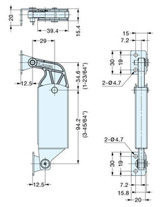 S/S Back Panel Mount Spring Loaded Lid Stay - Light Duty